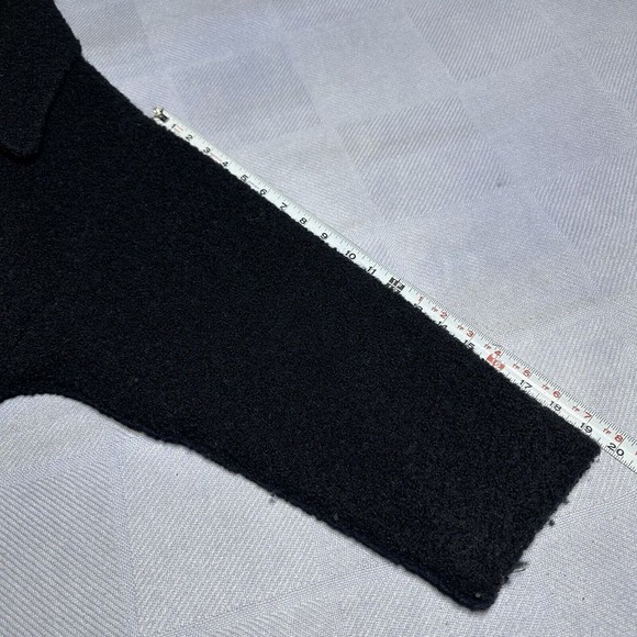 Eileen Fisher Pea Coat Womens M/L Black Double Breasted Wool Boucle Textured - Picture 10 of 10